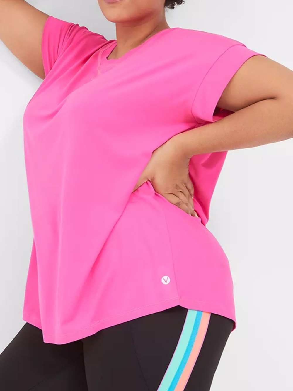 LIVI Women's Hot Pink Short Sleeve Active Top